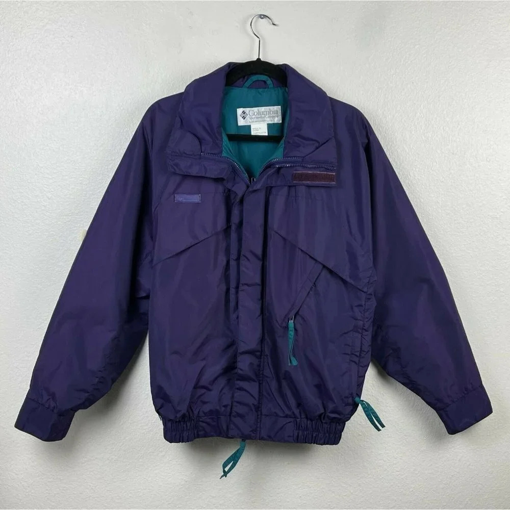 Columbia Jacket Women's Sz S Vintage Whirlibird Full-Zip Windbreaker Purple Teal
